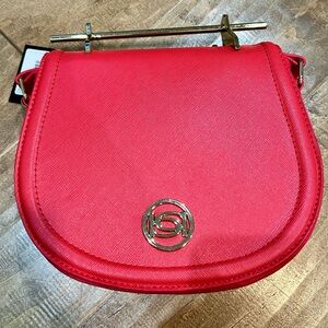 Bebe Lily Saddle Crossbody Bag Hibiscus Red NWT